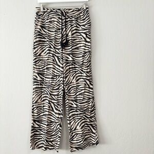 Joie Zebra Print Linen Blend Straight Leg Pants